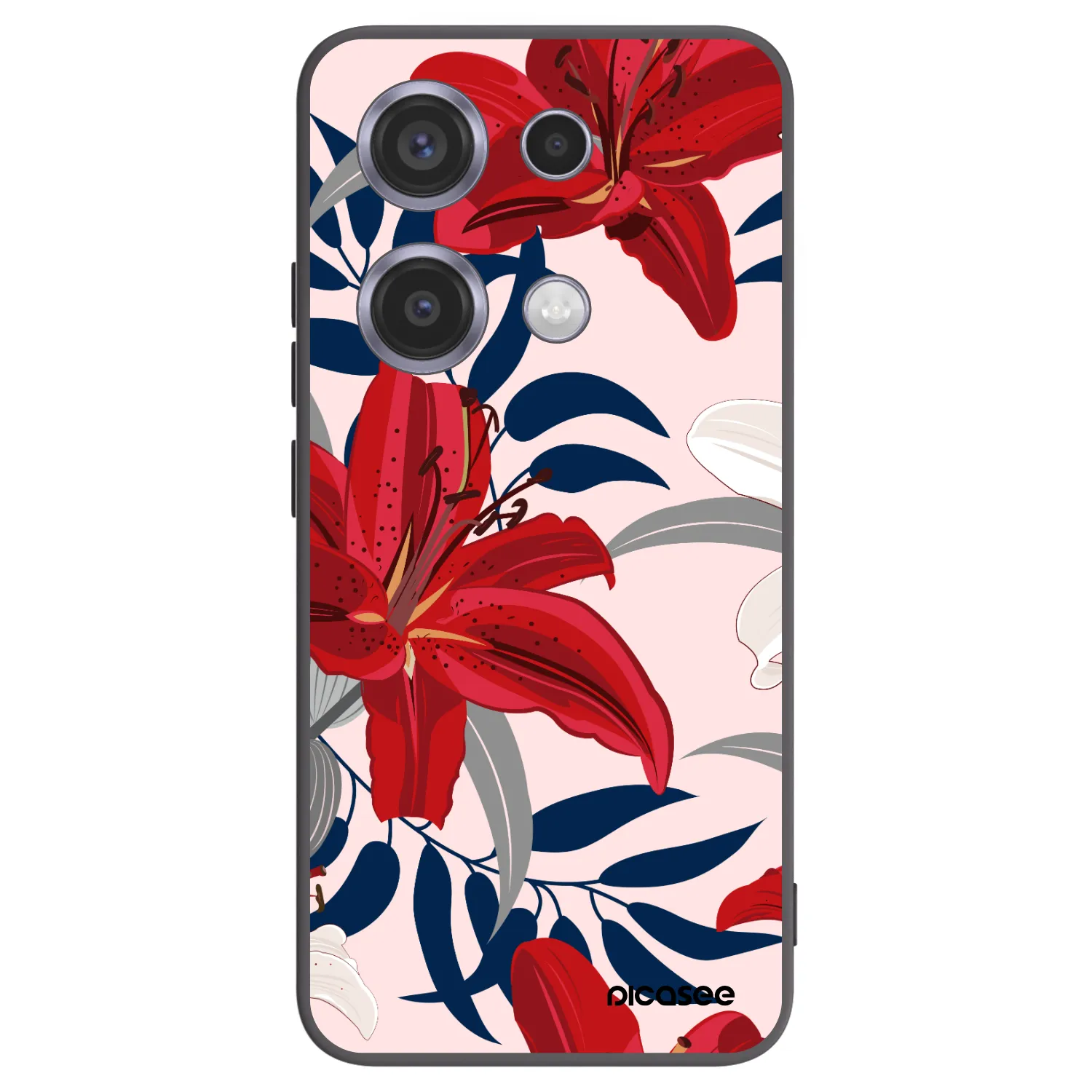 Picasee silikonski črni ovitek za Xiaomi Redmi Note 14S - Red Lily