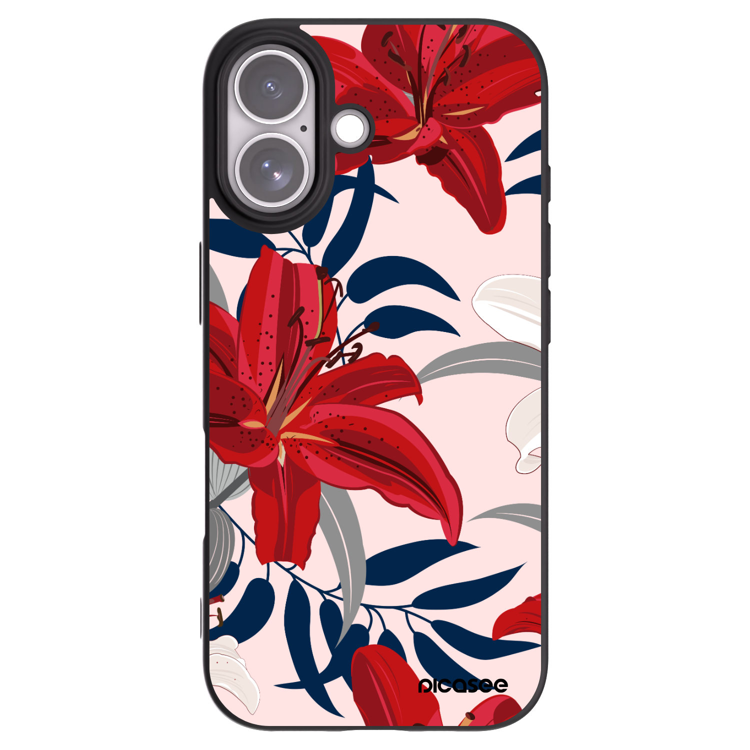 Picasee silikonski črni ovitek za Apple iPhone 17 - Red Lily