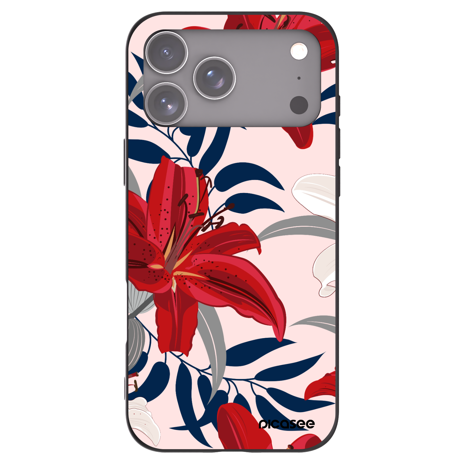Picasee silikonski črni ovitek za Apple iPhone 17 Pro Max - Red Lily