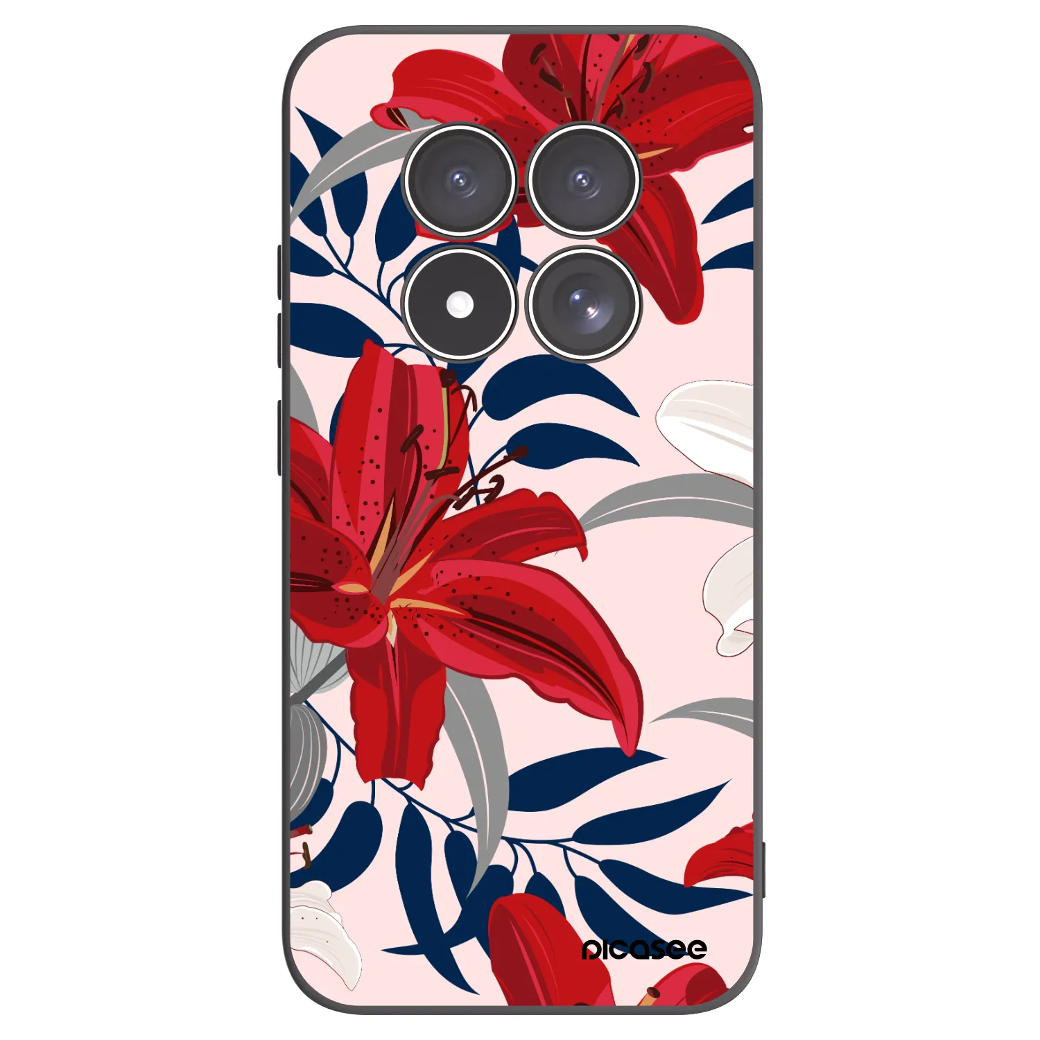 Picasee silikonski črni ovitek za Xiaomi Redmi Note 15 Pro 4G - Red Lily