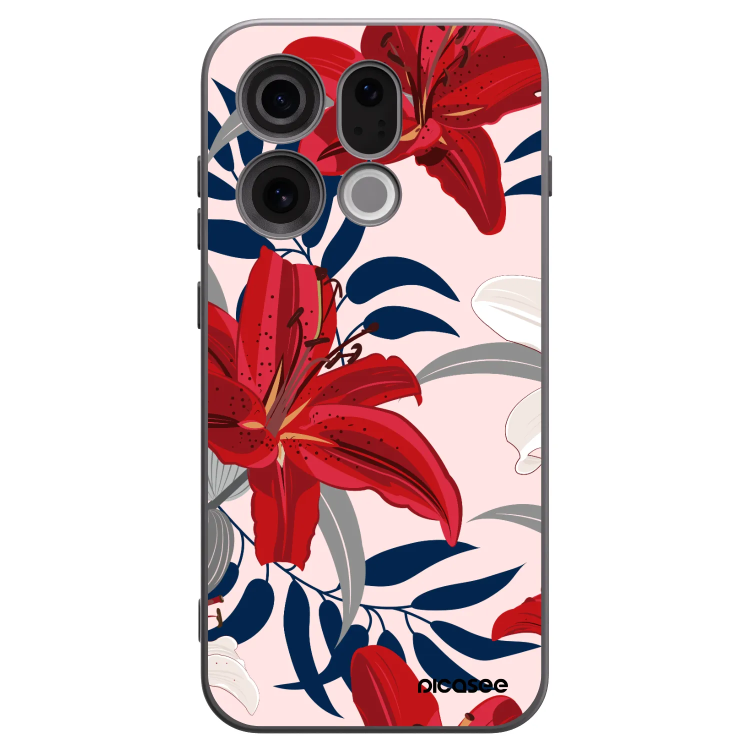 Picasee silikonski črni ovitek za OPPO Find X9 - Red Lily