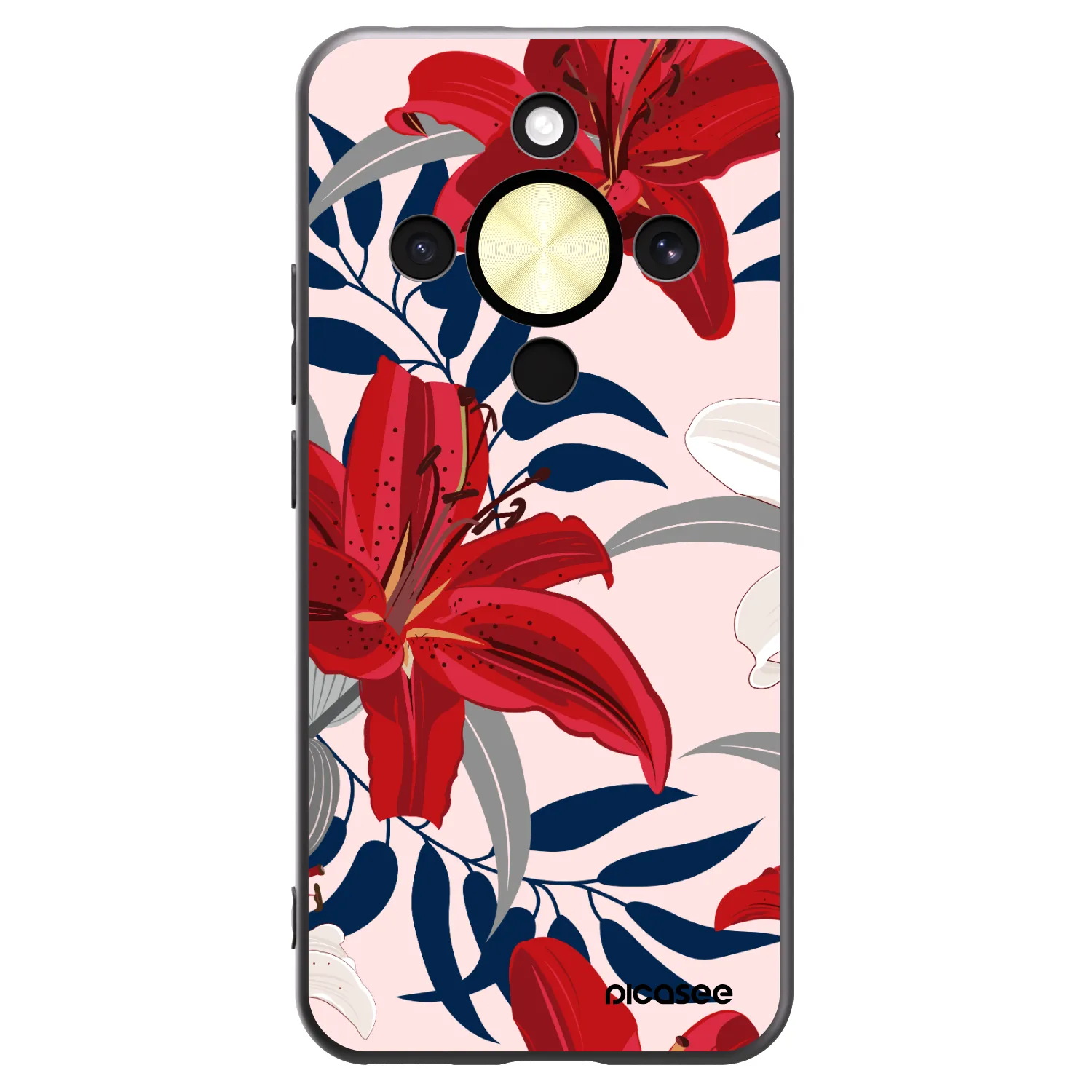 Picasee silikonski črni ovitek za Honor Magic8 Lite 5G - Red Lily