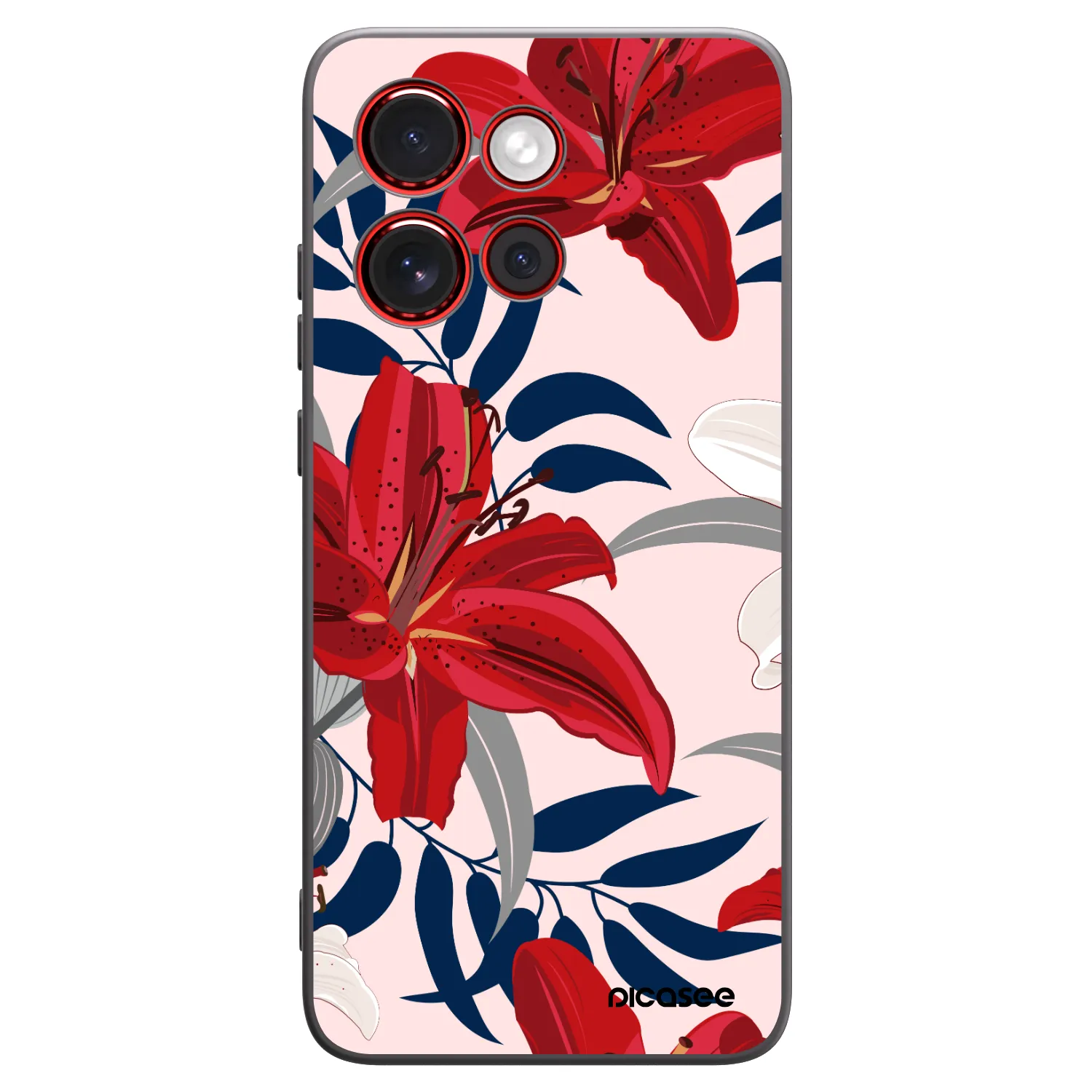 Picasee silikonski črni ovitek za Motorola Edge 60 Neo 5G - Red Lily