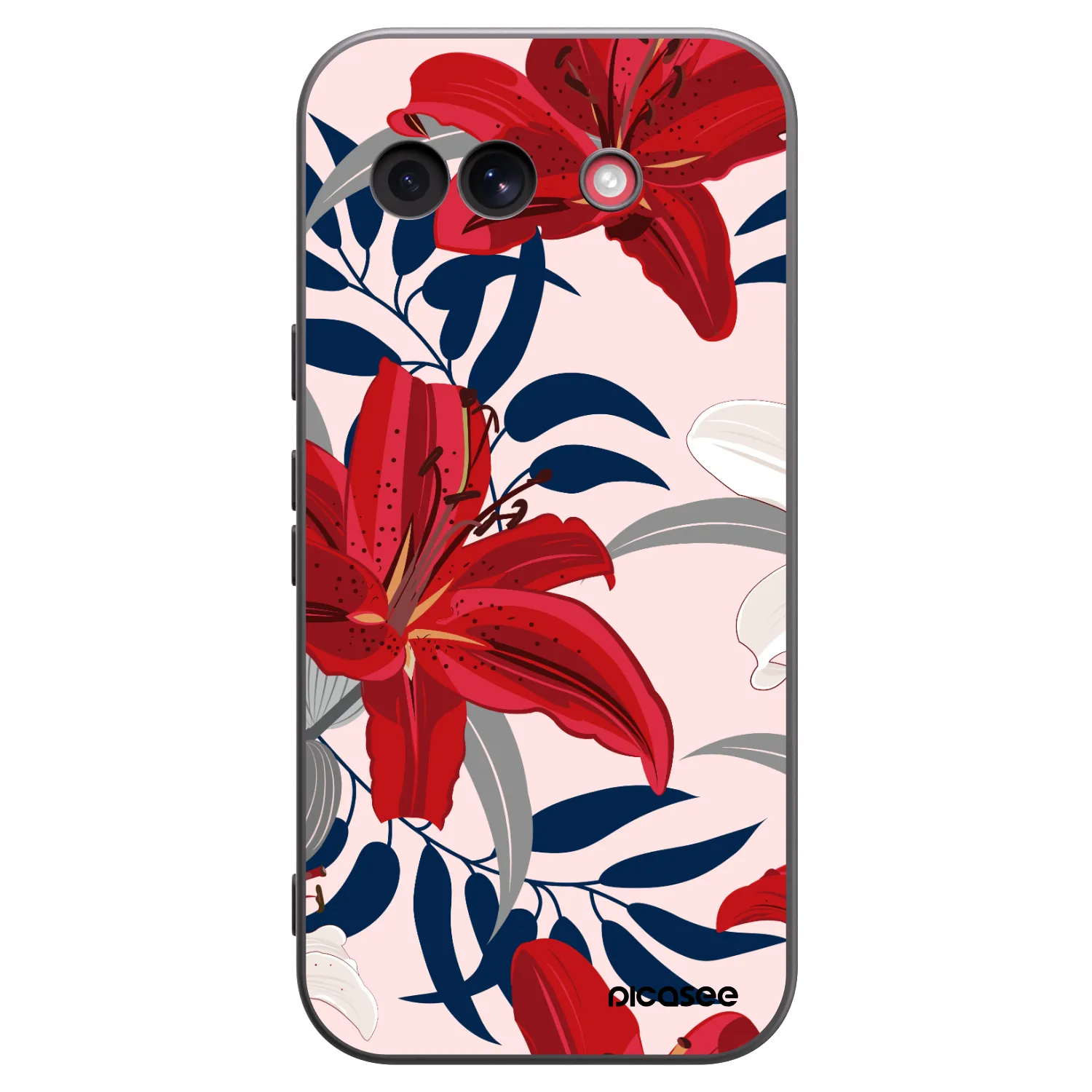 Picasee silikonski črni ovitek za Google Pixel 10a - Red Lily