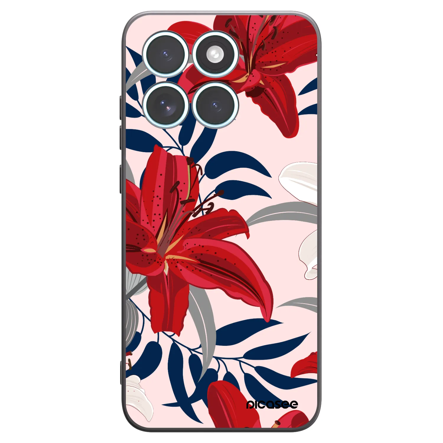 Picasee silikonski črni ovitek za Motorola Edge 70 Fusion - Red Lily