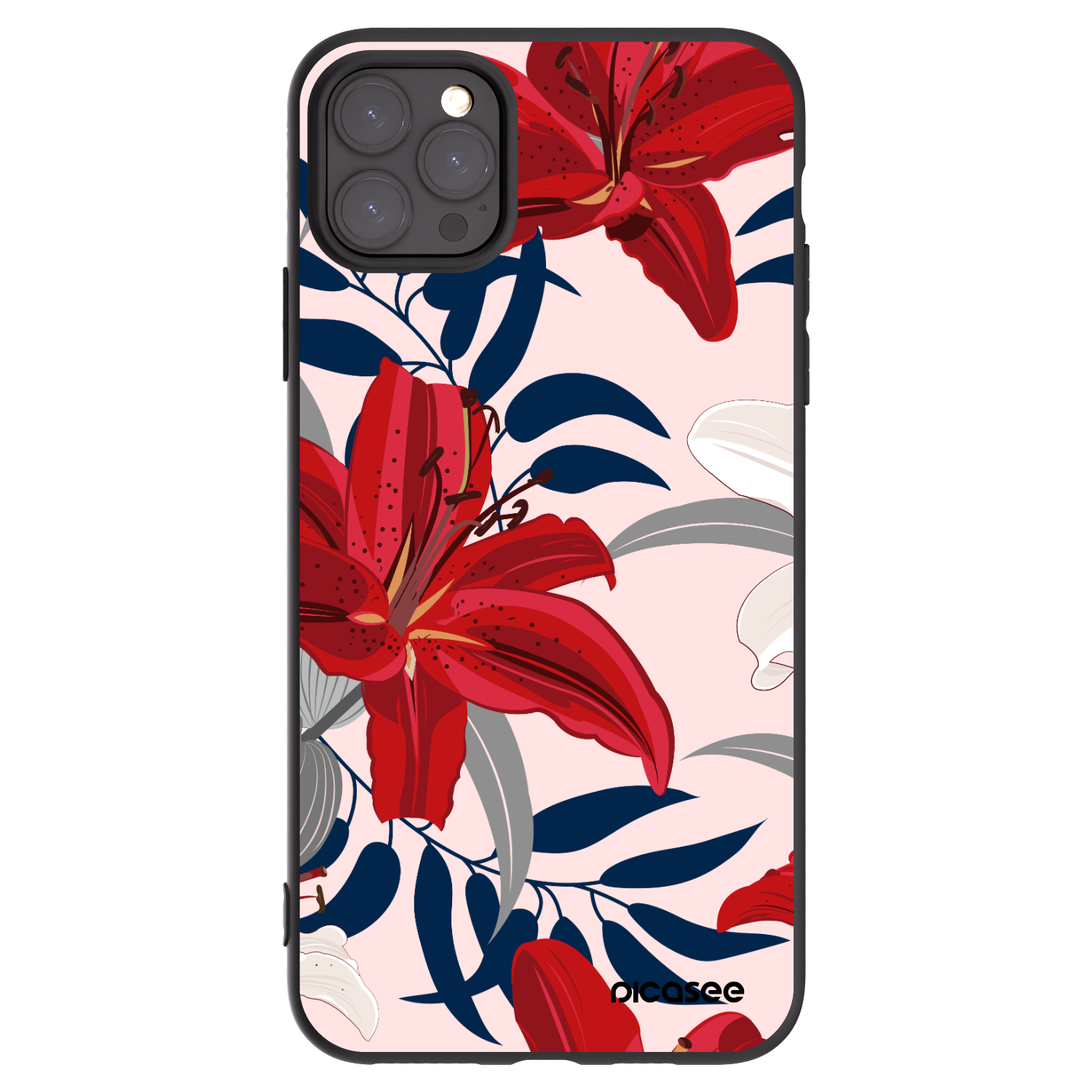 Picasee silikonski črni ovitek za Apple iPhone 11 Pro Max - Red Lily