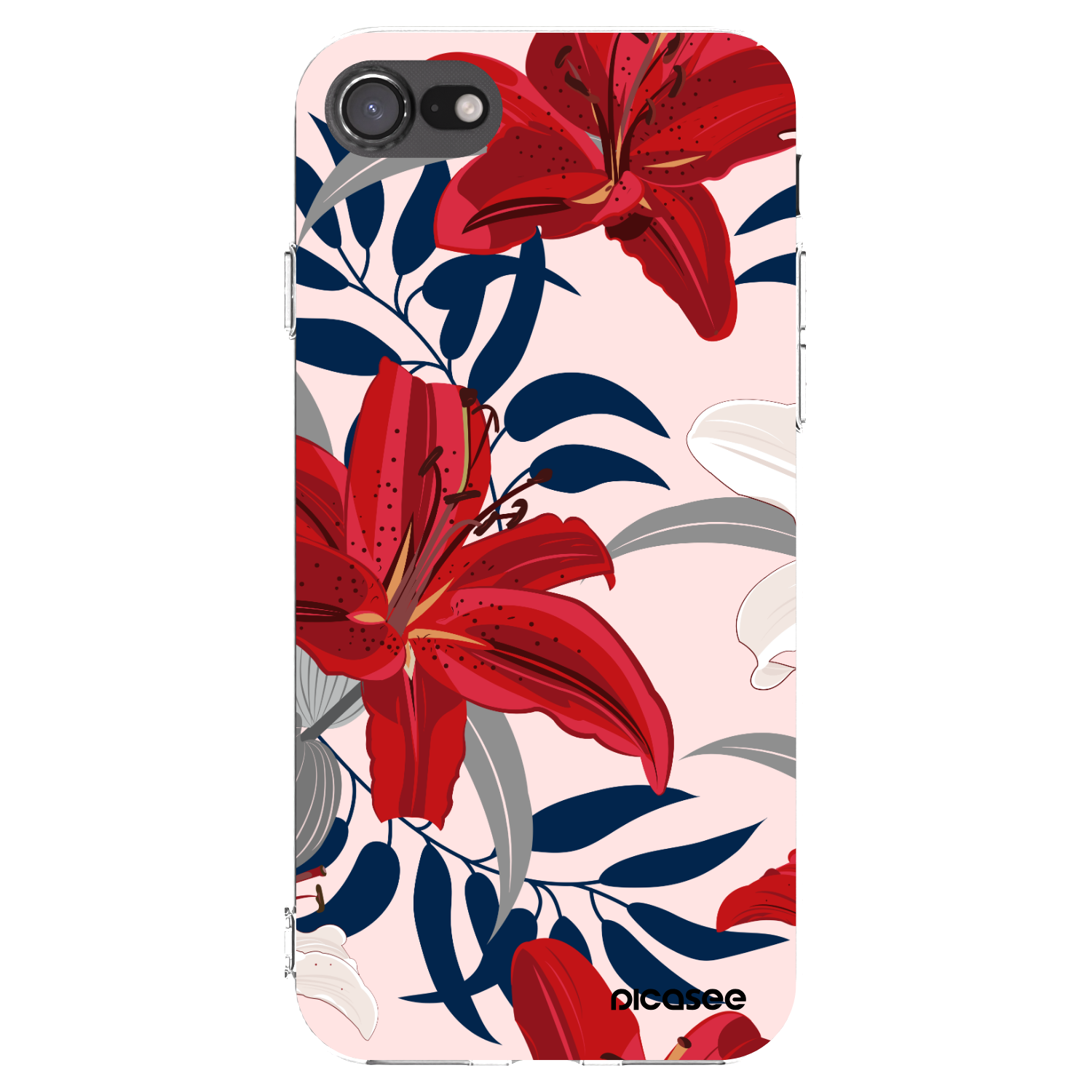 Picasee silikonski prozorni ovitek za Apple iPhone 8 - Red Lily