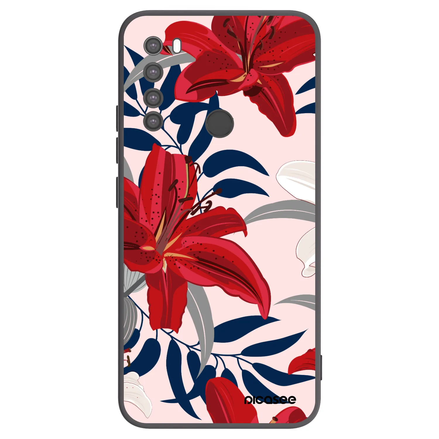 Picasee silikonski črni ovitek za Xiaomi Redmi Note 8 - Red Lily