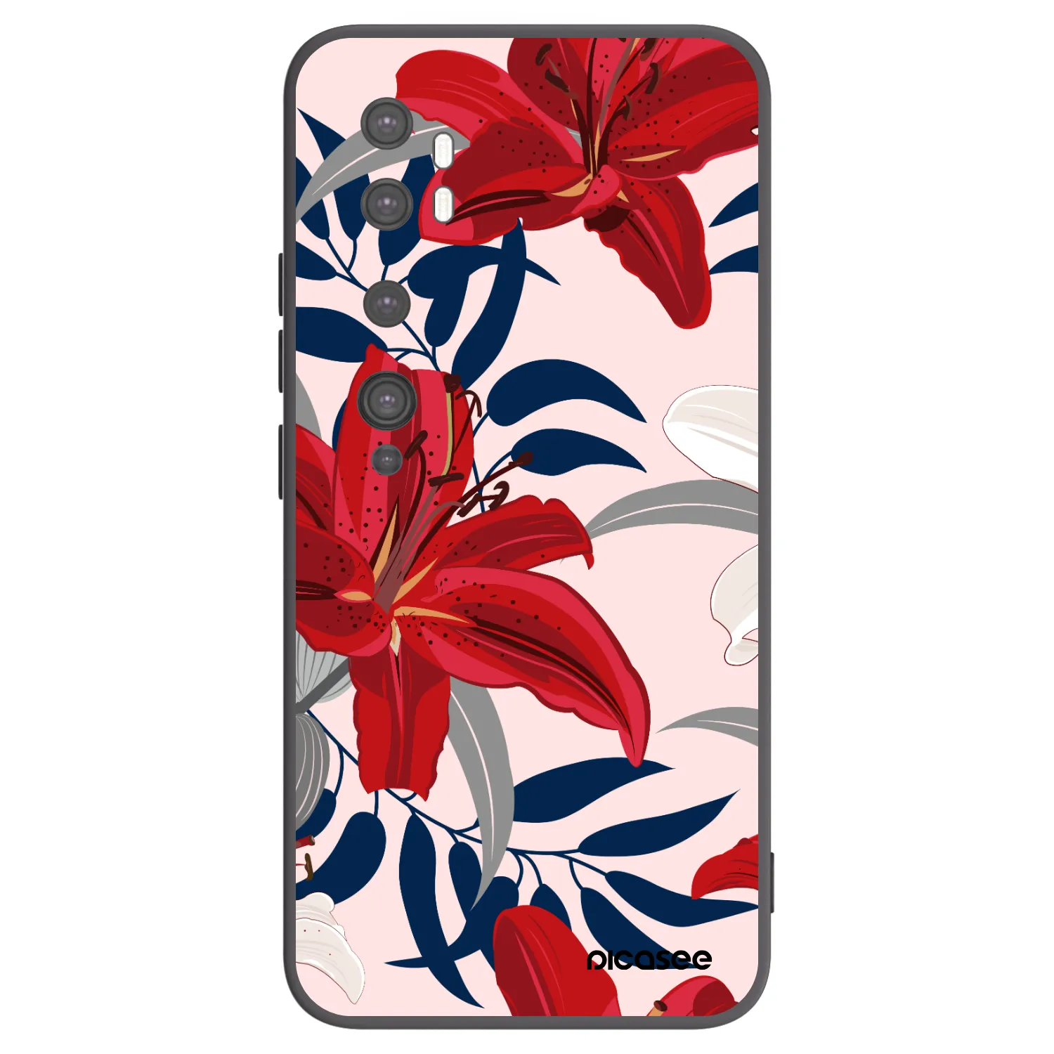 Picasee silikonski črni ovitek za Xiaomi Mi Note 10 (Pro) - Red Lily