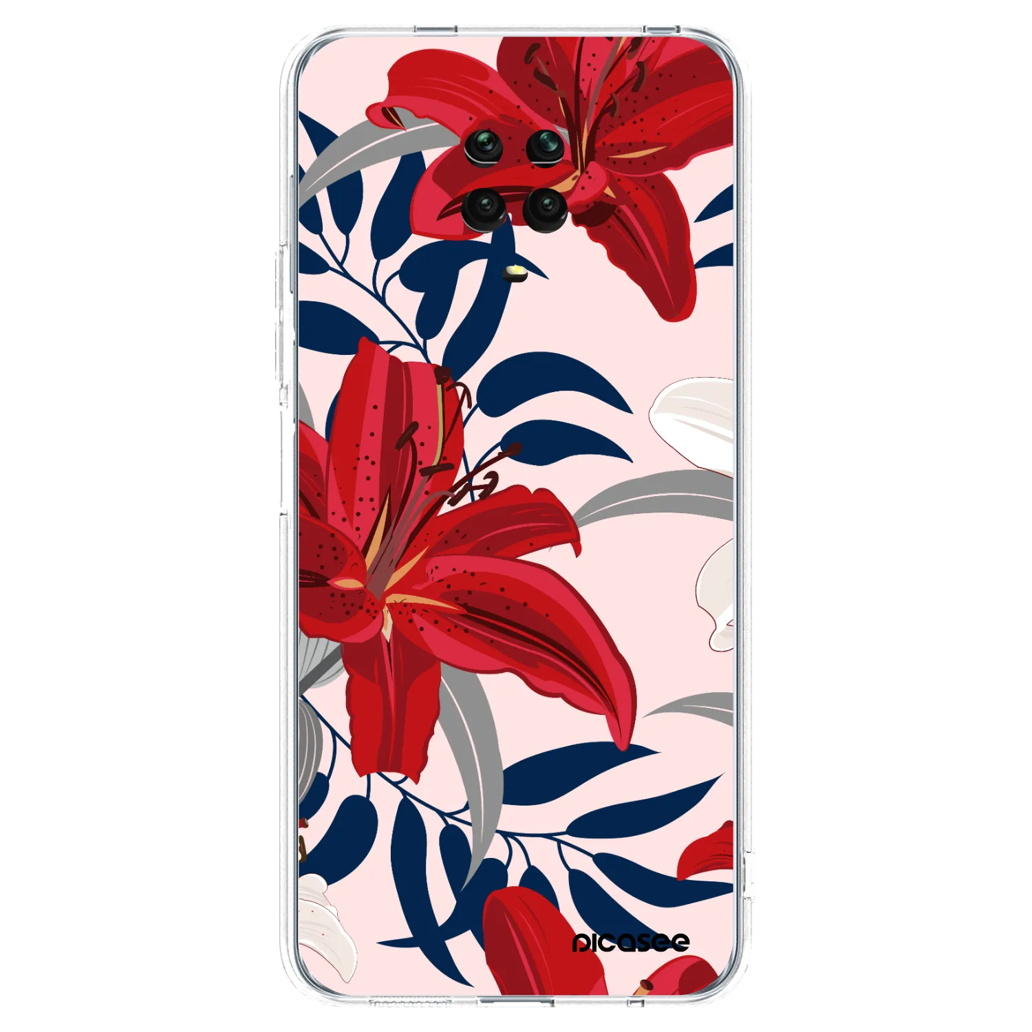 Picasee silikonski prozorni ovitek za Xiaomi Redmi Note 9 Pro - Red Lily