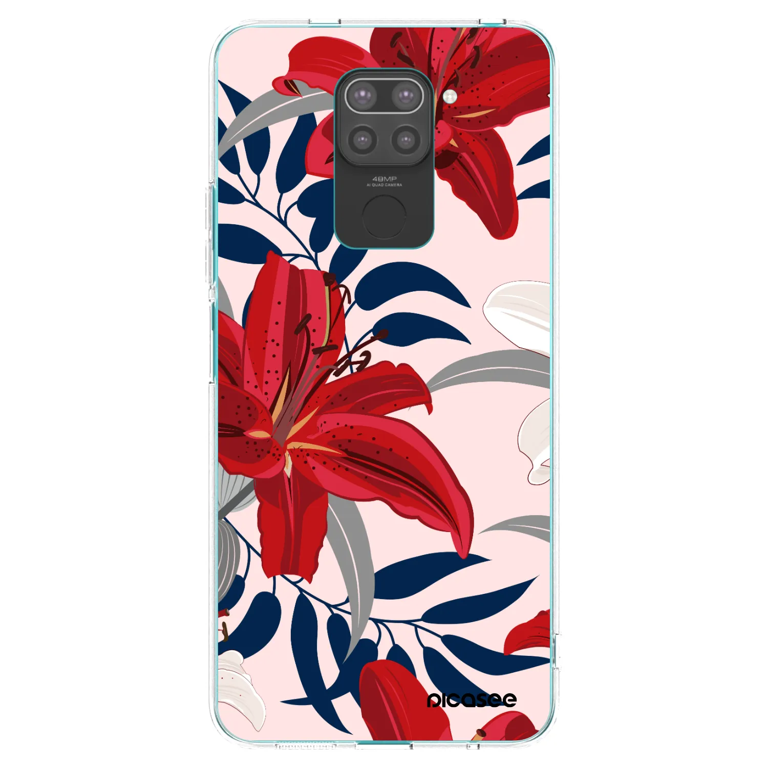 Picasee silikonski črni ovitek za Xiaomi Redmi Note 9 - Red Lily