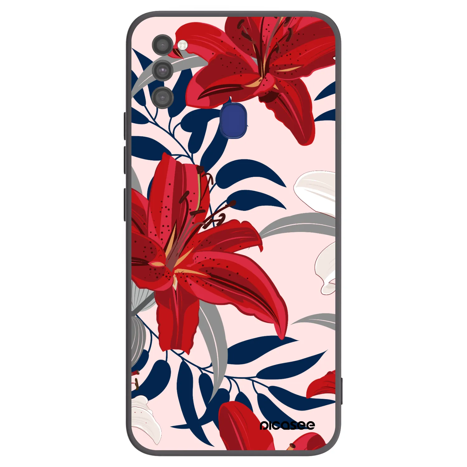 Picasee silikonski črni ovitek za Samsung Galaxy M21 M215F - Red Lily