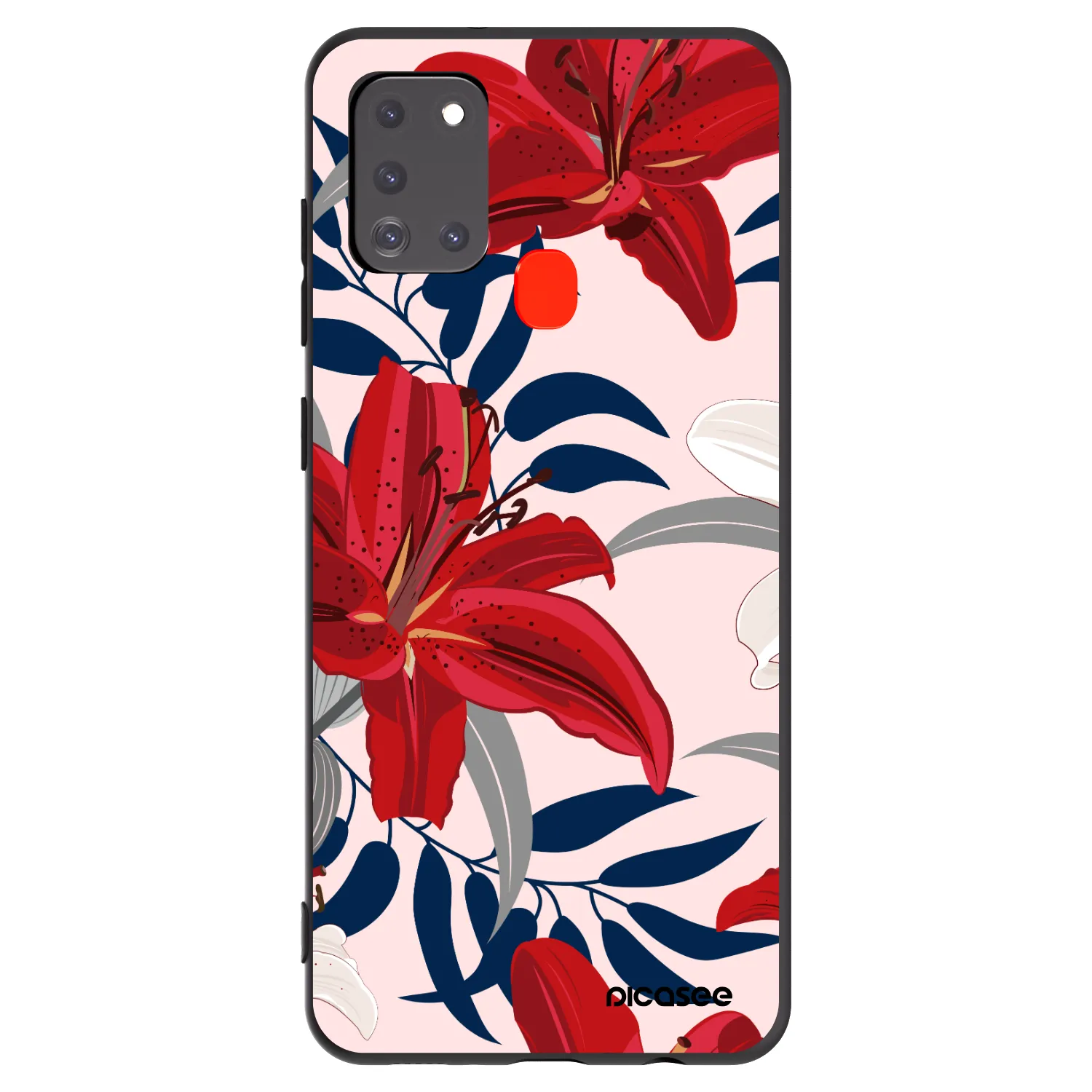 Picasee silikonski črni ovitek za Samsung Galaxy A21s - Red Lily