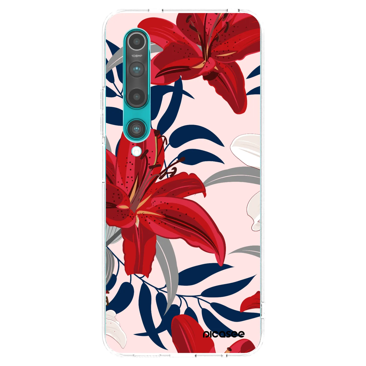 Picasee silikonski prozorni ovitek za Xiaomi Mi 10 - Red Lily