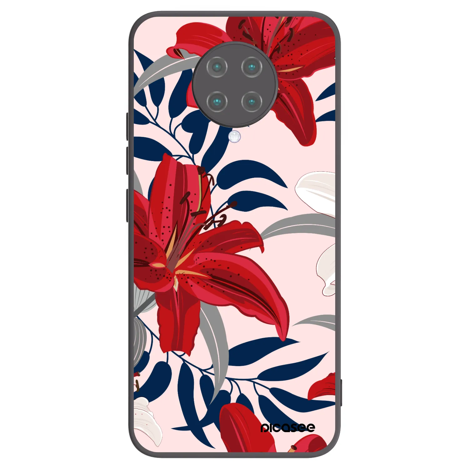 Picasee silikonski črni ovitek za Xiaomi Poco F2 Pro - Red Lily