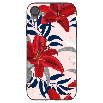 Picasee silikonski črni ovitek za Apple iPhone XR - Red Lily