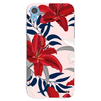 Picasee silikonski prozorni ovitek za Apple iPhone XR - Red Lily