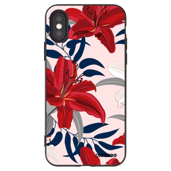 Picasee silikonski črni ovitek za Apple iPhone X/XS - Red Lily