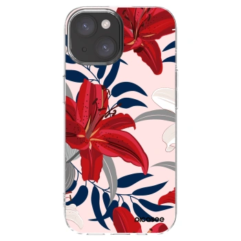 Picasee silikonski prozorni ovitek za Apple iPhone 15 - Red Lily
