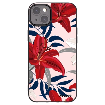 Picasee silikonski črni ovitek za Apple iPhone 15 Plus - Red Lily