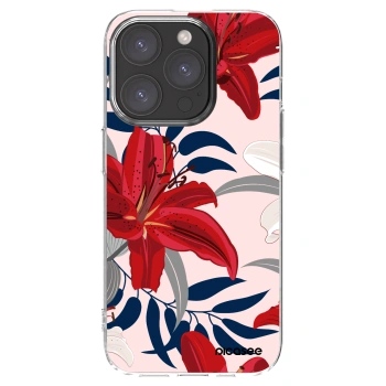 Picasee silikonski prozorni ovitek za Apple iPhone 15 Pro - Red Lily