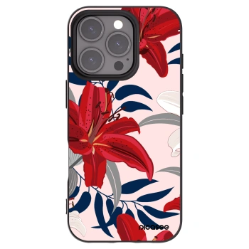 Picasee silikonski črni ovitek za Apple iPhone 16 Pro - Red Lily
