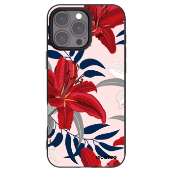 Picasee silikonski črni ovitek za Apple iPhone 16 Pro Max - Red Lily