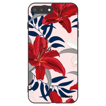Picasee silikonski črni ovitek za Apple iPhone 7 Plus - Red Lily