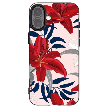 Picasee silikonski črni ovitek za Apple iPhone 16 Plus - Red Lily