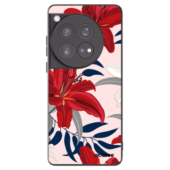 Picasee silikonski črni ovitek za OnePlus 12 5G - Red Lily