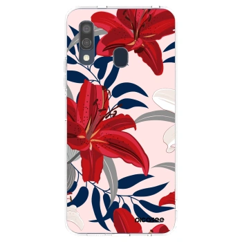 Picasee silikonski prozorni ovitek za Samsung Galaxy A40 A405F - Red Lily