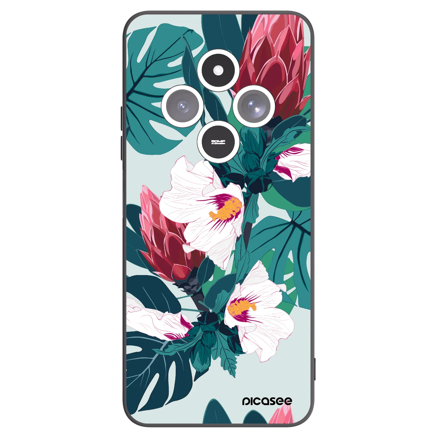 Picasee silikonski črni ovitek za Xiaomi Redmi 14C - Rhododendron