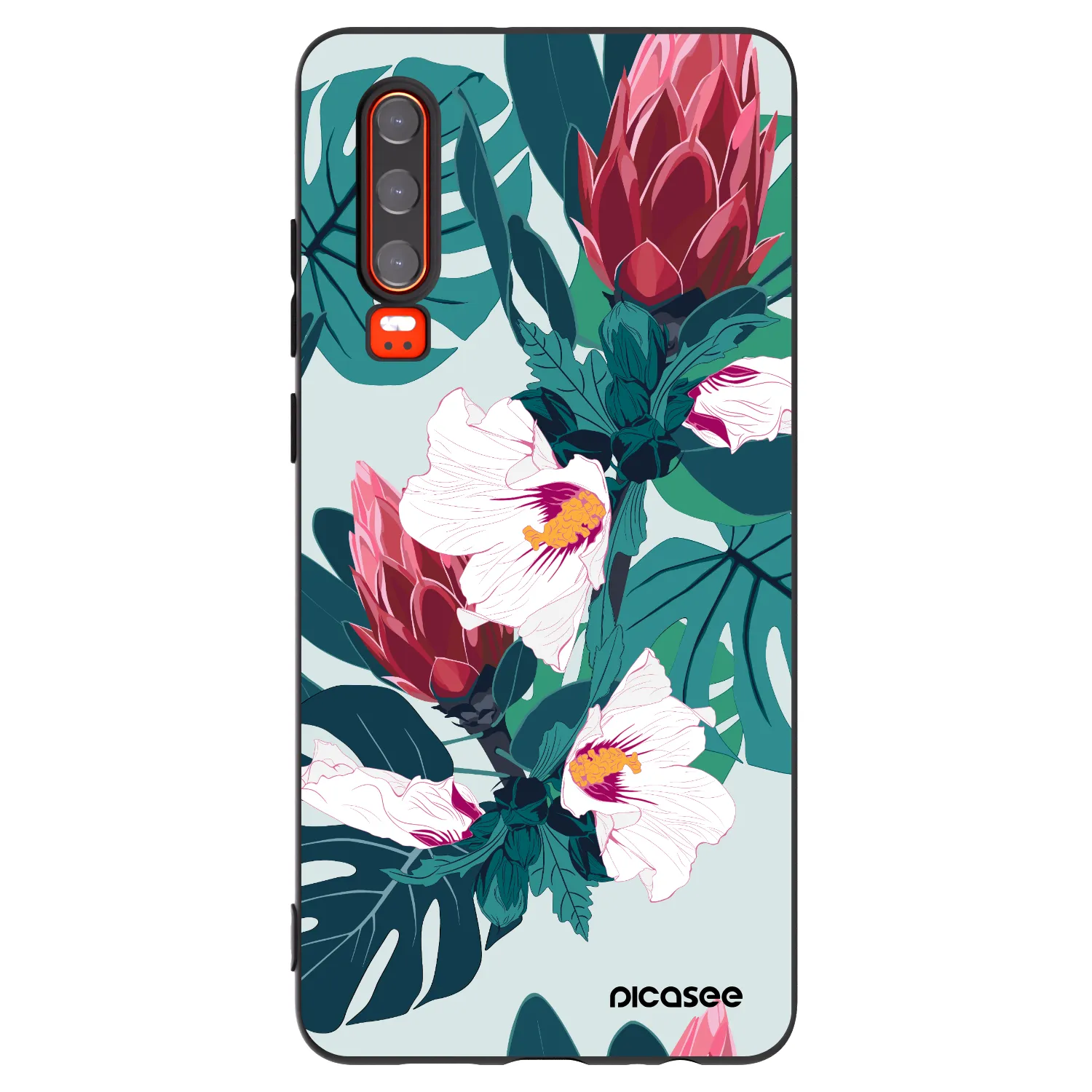 Picasee silikonski črni ovitek za Huawei P30 - Rhododendron