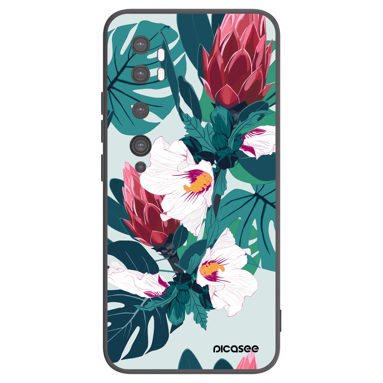 Picasee silikonski črni ovitek za Xiaomi Mi Note 10 (Pro) - Rhododendron