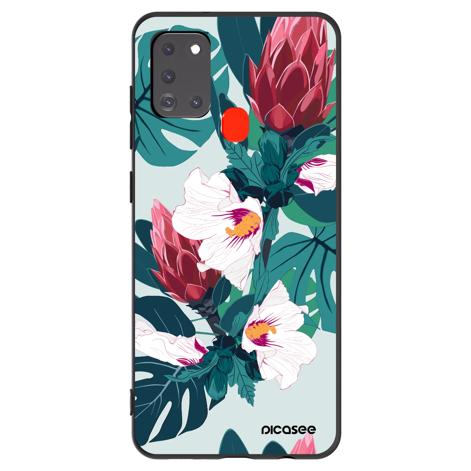 Picasee silikonski črni ovitek za Samsung Galaxy A21s - Rhododendron
