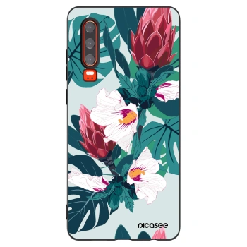 Picasee silikonski črni ovitek za Huawei P30 - Rhododendron