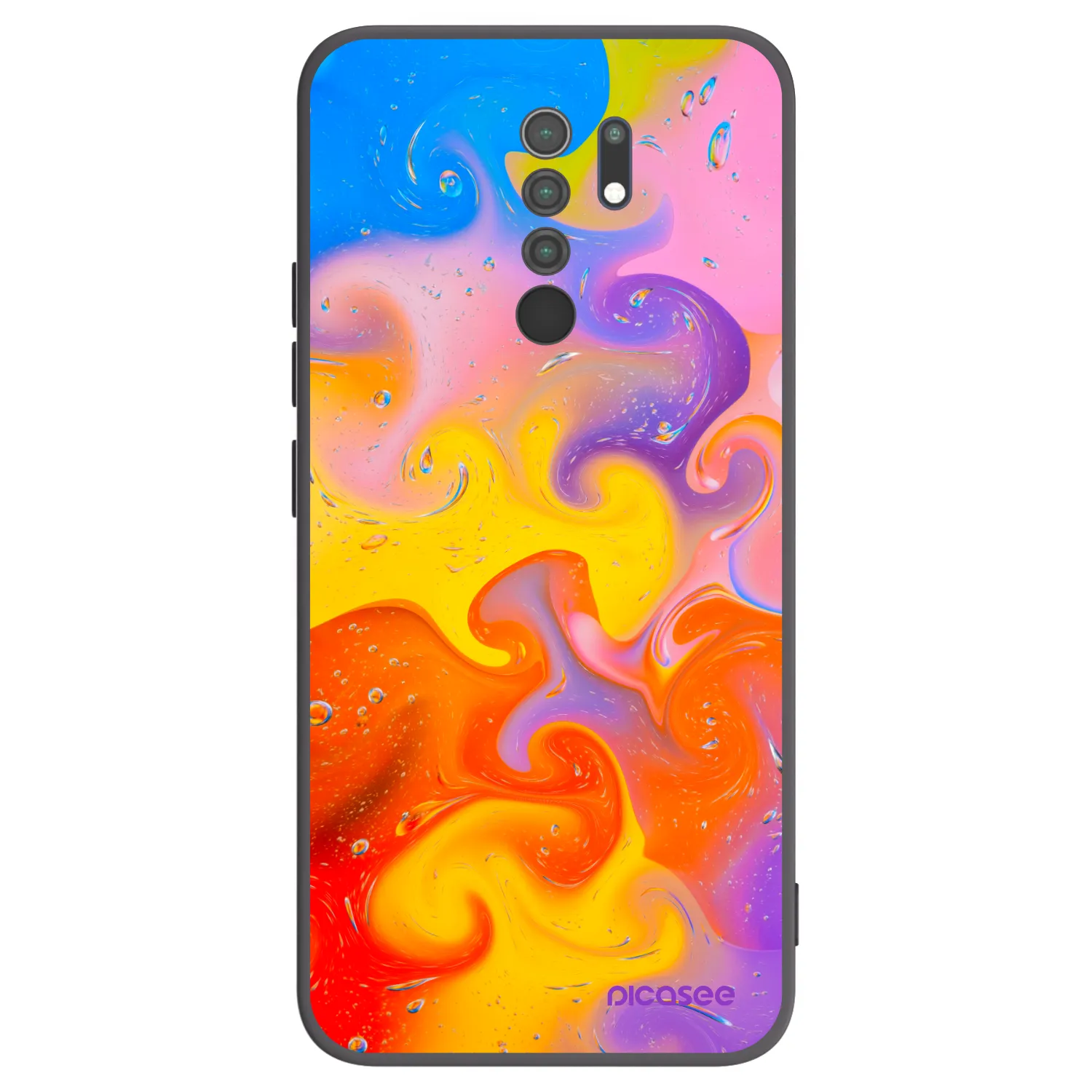 Picasee silikonski črni ovitek za Xiaomi Redmi 9 - Bubbles