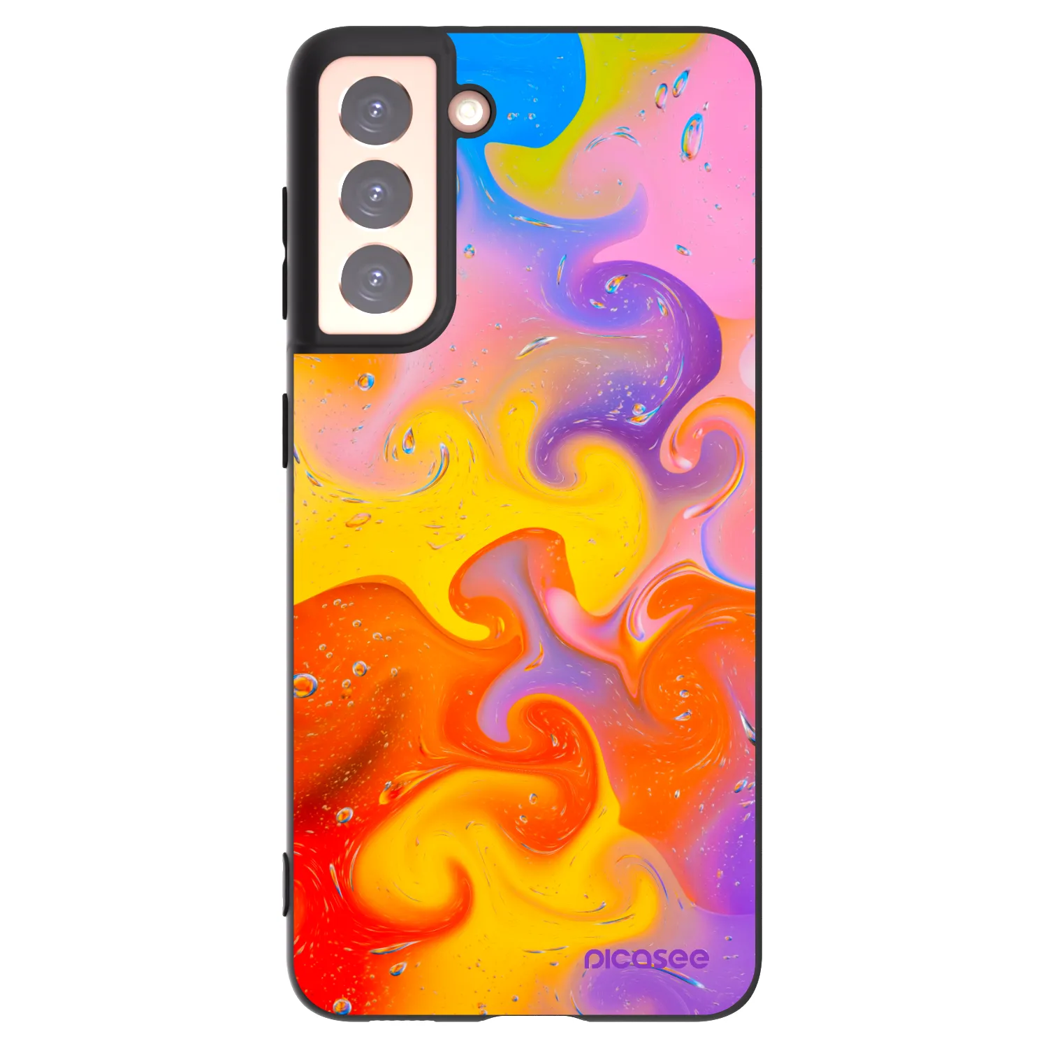 Picasee silikonski črni ovitek za Samsung Galaxy S21 5G G991B - Bubbles