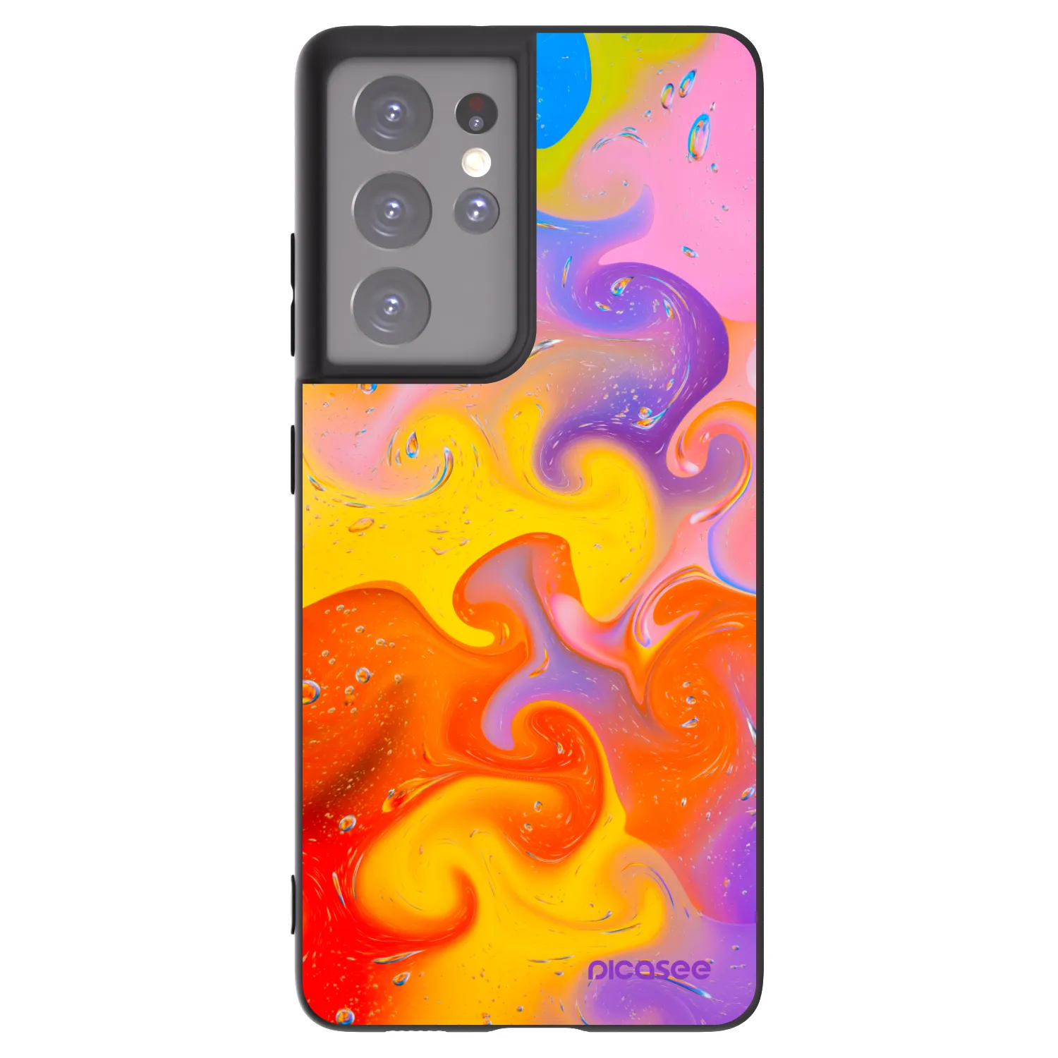 Picasee silikonski črni ovitek za Samsung Galaxy S21 Ultra 5G G998B - Bubbles