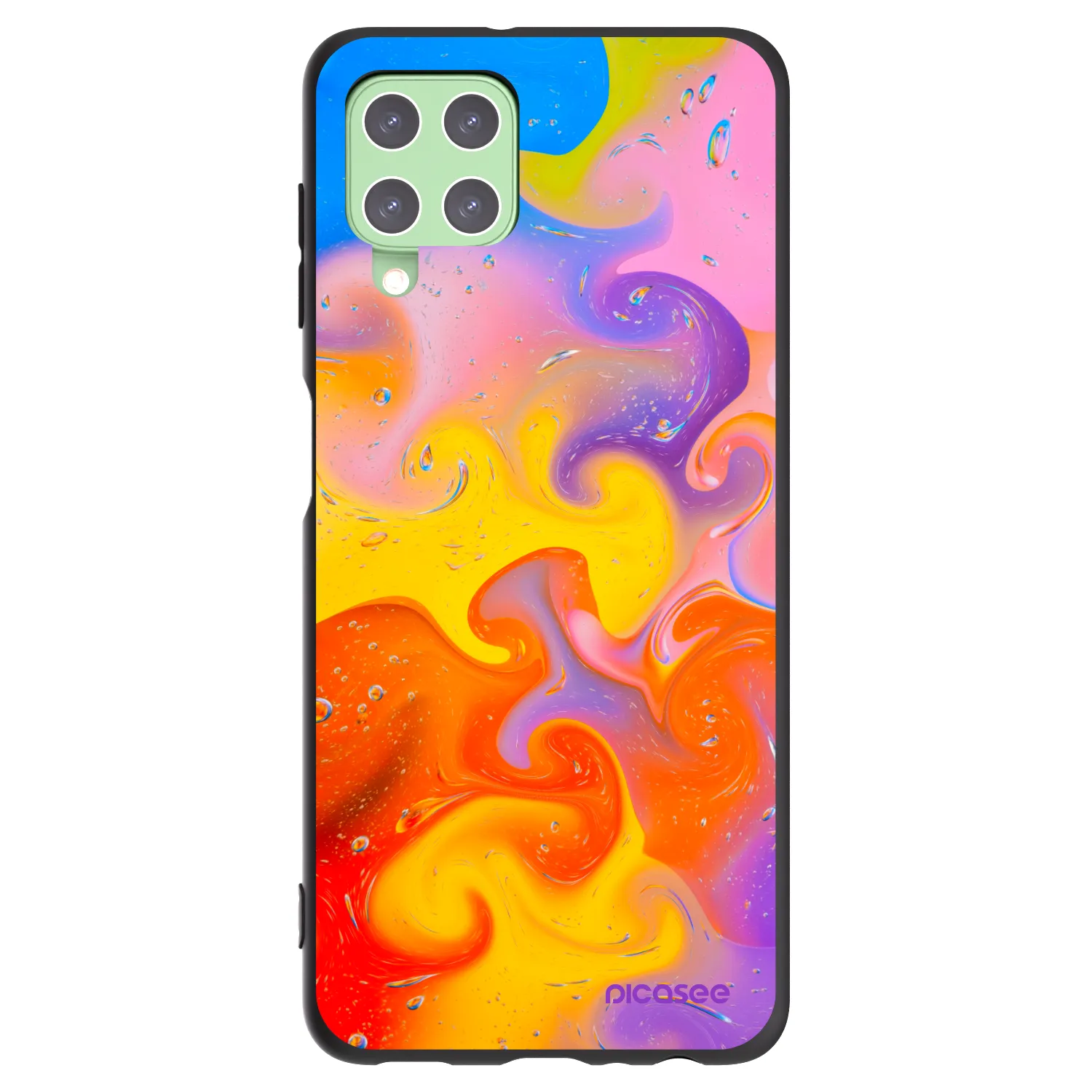Picasee silikonski črni ovitek za Samsung Galaxy A22 A225F 4G - Bubbles