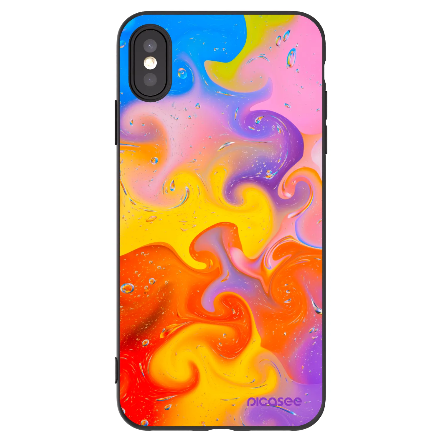 Picasee silikonski črni ovitek za Apple iPhone XS Max - Bubbles