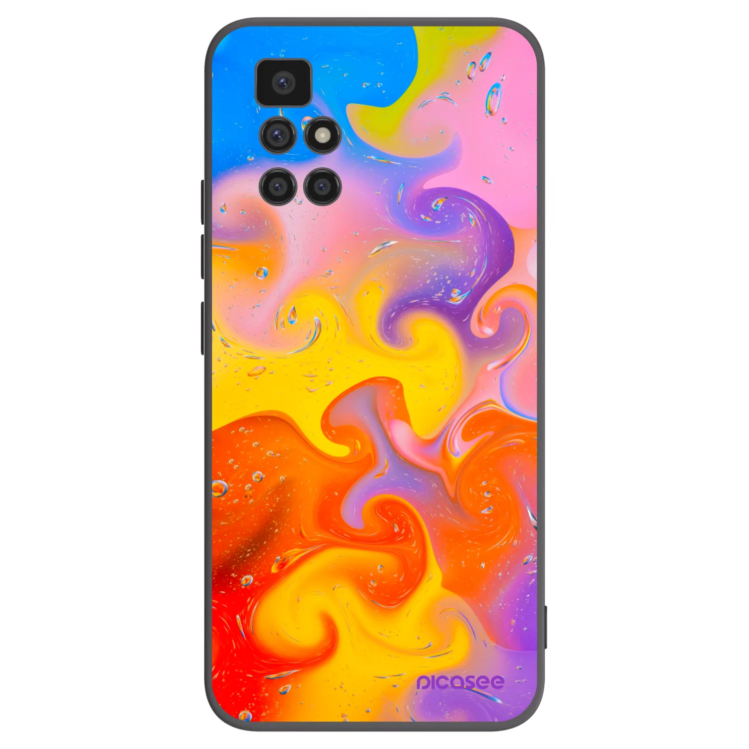 Picasee silikonski črni ovitek za Xiaomi Redmi 10 - Bubbles