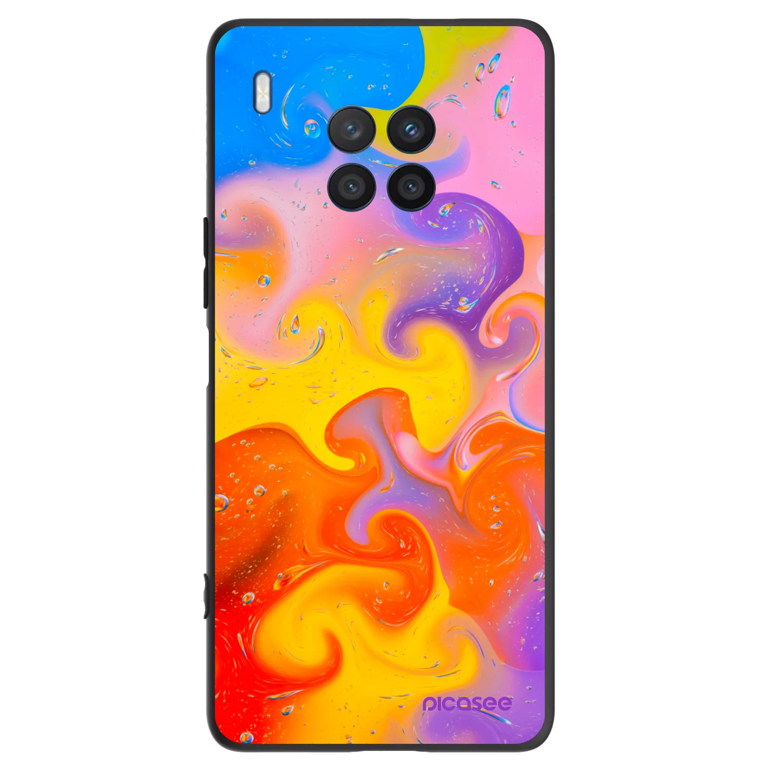 Picasee silikonski črni ovitek za Honor 50 Lite - Bubbles