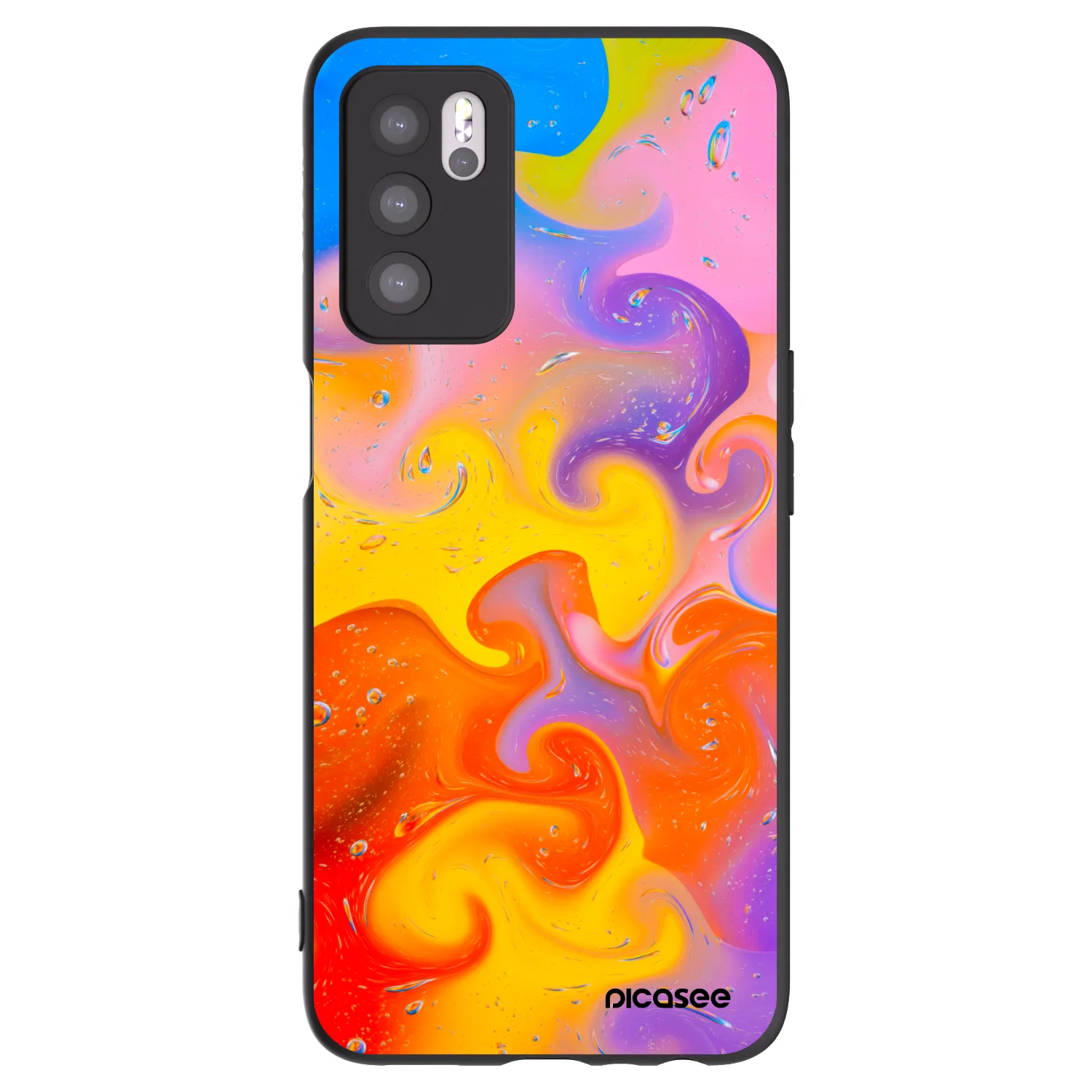 Picasee silikonski črni ovitek za OPPO A16s - Bubbles