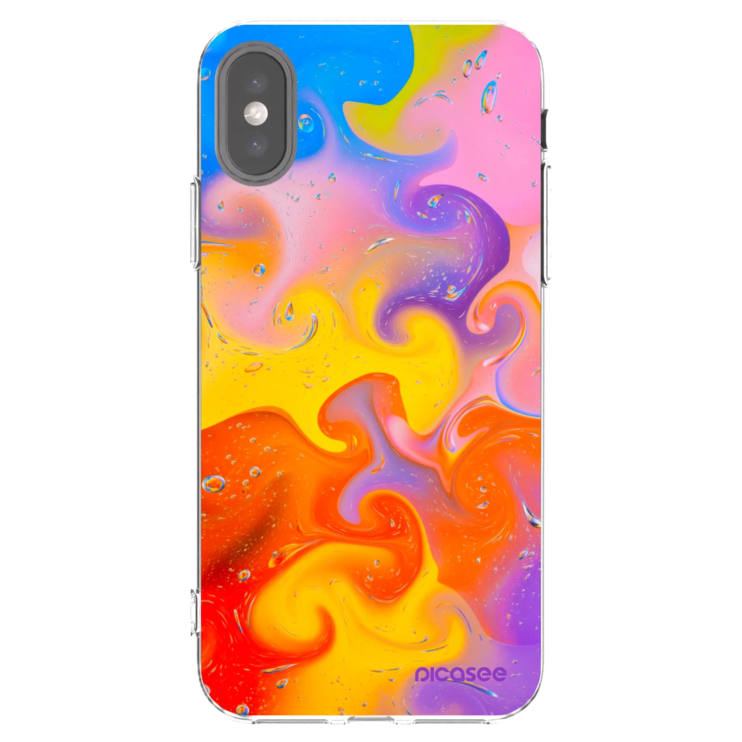 Picasee silikonski prozorni ovitek za Apple iPhone X/XS - Bubbles