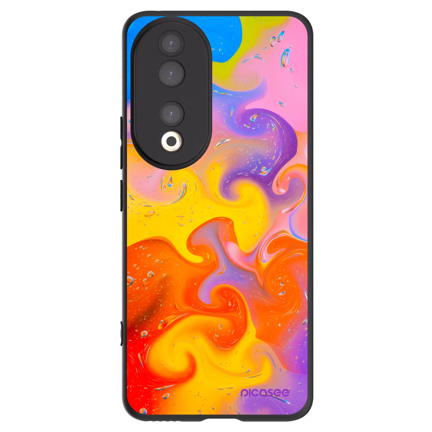 Picasee silikonski črni ovitek za Honor 90 5G - Bubbles