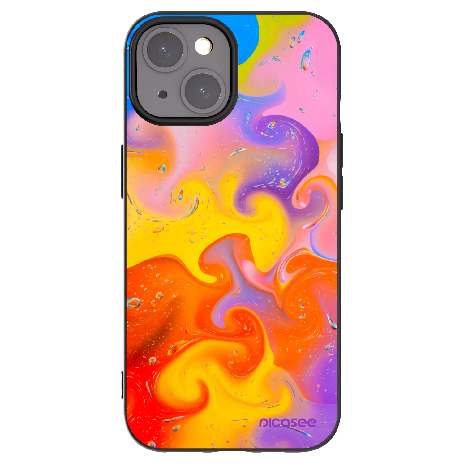 Picasee silikonski črni ovitek za Apple iPhone 15 - Bubbles