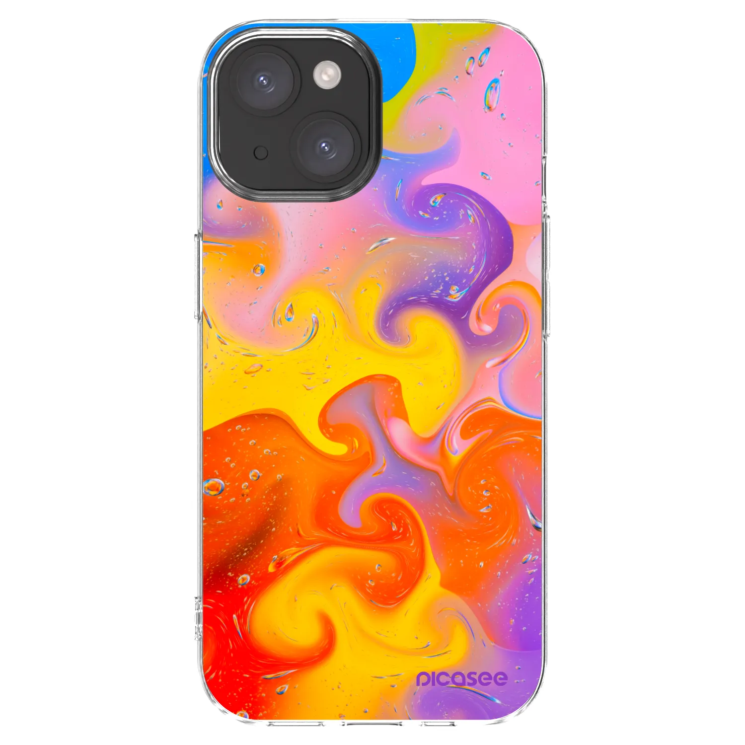 Picasee silikonski prozorni ovitek za Apple iPhone 15 - Bubbles