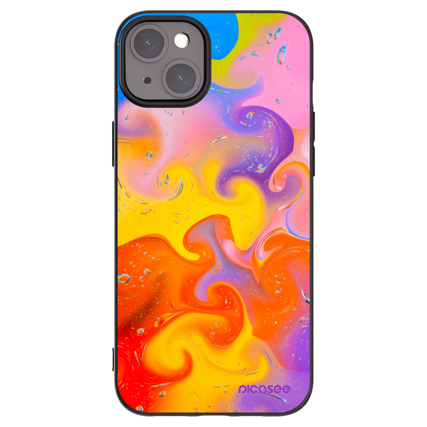 Picasee silikonski črni ovitek za Apple iPhone 15 Plus - Bubbles