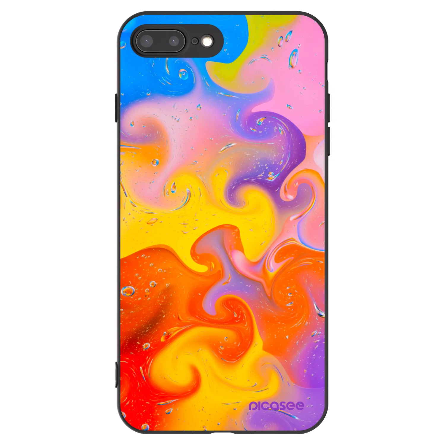 Picasee silikonski črni ovitek za Apple iPhone 7 Plus - Bubbles